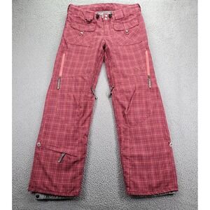 MORROW Pant Size LARGE Pink Plaid Mid‎ Rise Cargo Lined Snowboarding 34x31